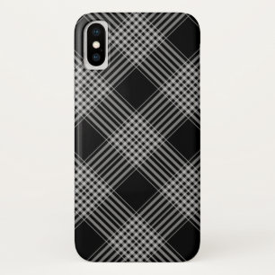 白黒の格子縞 iPhone X ケース