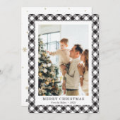 白黒の格子雪の写真メリークリスマス シーズンカード (正面/裏面)