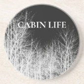 白黒の森の木のドリンクコースター コースター (正面)