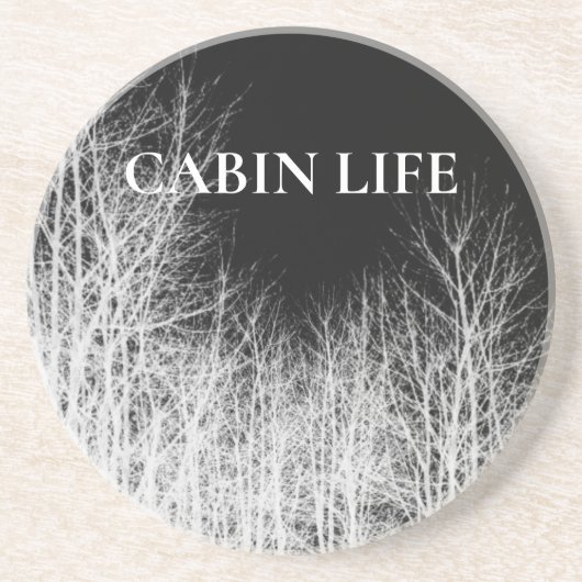 白黒の森の木のドリンクコースター コースター (正面)