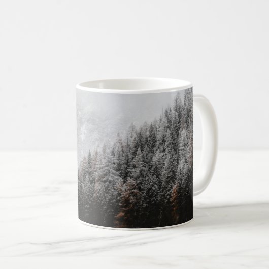 白黒の森、山 コーヒーマグカップ (正面右)