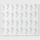 白黒の植物包ミニマル装紙 ラッピングペーパー (フラット)