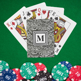 白黒の植物学パーソナライズされたモノグラム トランプ