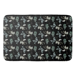 白黒の植物学葉 バスマット