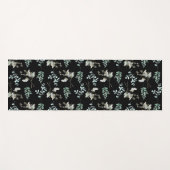 白黒の植物学葉 ヨガマット (正面(横))