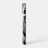 白黒の植物性イラストレーション背中を曲げた iPhone 16ケース (左側面)