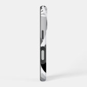 白黒の植物性イラストレーション背中を曲げた iPhone 16ケース (右側面)