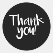 白黒の楽しいテキストの感謝ステッカー ラウンドシール (正面)