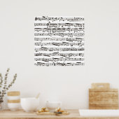 白黒の楽譜 ポスター (キッチン)