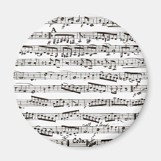 白黒の楽譜 マグネット (正面)