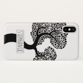 白黒の様式化されたツリーと名前 Case-Mate iPhoneケース (裏面(横))