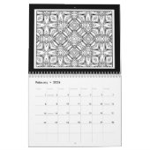 白黒の模様のカラーリングブック カレンダー (2月 2026)