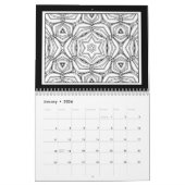 白黒の模様のカラーリングブック カレンダー (1月 2026)