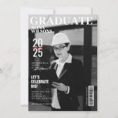 白黒の機関誌の写真卒業 招待状 (正面)