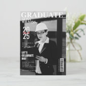 白黒の機関誌の写真卒業 招待状 (スタンド正面)