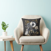 白黒の歌いヤギのインクイラストレーション クッション (椅子)