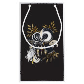 白黒の歌いヤギのインクイラストレーション スモールペーパーバッグ (裏面)