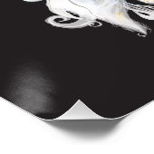 白黒の歌いヤギのインクイラストレーション ポスター (コーナー)