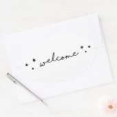 白黒の歓迎の書。モダンシンプル 楕円形シール (封筒)