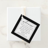 白黒の歓迎結婚ギフトバスケットバッグ フェイバータグ (インサイチュ)