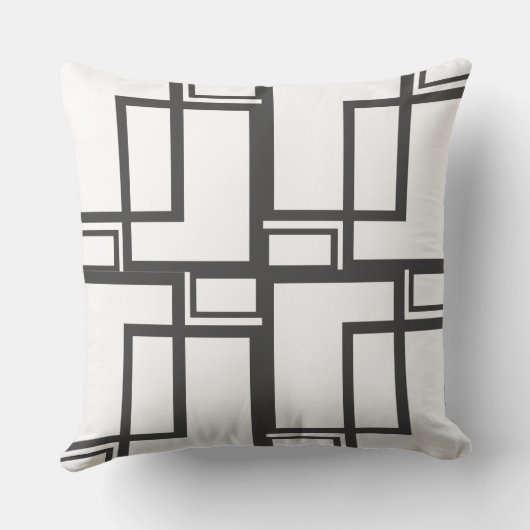 白黒の正方形の幾何学的パターン クッション (裏面)