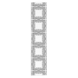 白黒の正方形パターンヴィンテージスタイル ショートテーブルランナー