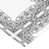 白黒の正方形パターンヴィンテージスタイル ショートテーブルランナー (コーナー)