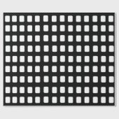 白黒の正方形パターン ラッピングペーパー (フラット)