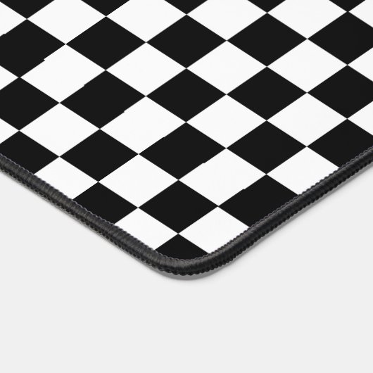 白黒の正方形パター市松模様にン デスクマット (コーナー)