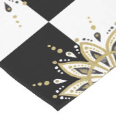 白黒の正方形金ゴールドと黒の曼荼羅2a ショートテーブルランナー (コーナー)