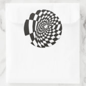 白黒の歪められたチェッカーボード ラウンドシール (バッグ)