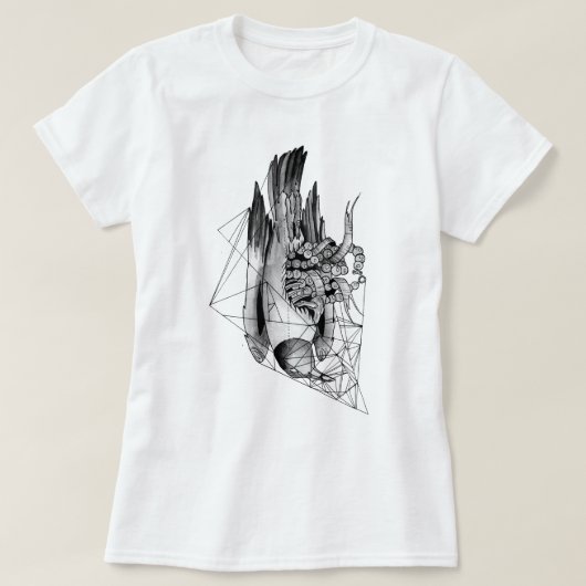 白黒の死んだ鳥 Tシャツ (デザイン正面)