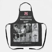 白黒の母の日フォトコラージュ エプロン (正面)