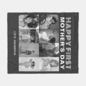 白黒の母の日フォトコラージュ フリースブランケット (正面(横))