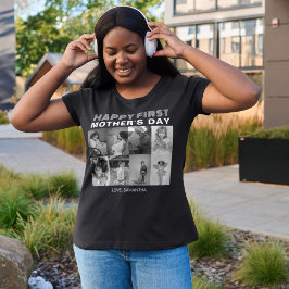 白黒の母の日フォトコラージュ Tシャツ