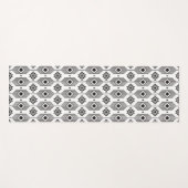 白黒の民族イカットの幾何学的パターン ヨガマット (正面(横))