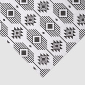 白黒の民族イカットの幾何学的パターン 薄葉紙 (詳細)