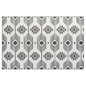 白黒の民族イカット、幾何学的パターン ファブリック (ファットクウォーター)
