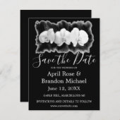 白黒の水の色の蘭の熱帯フローラ セーブザデート (正面/裏面)