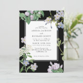 白黒の水カラーフローラ結婚クラシック 招待状 (スタンド正面)