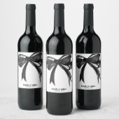 白黒の水モダン色ボー結婚シック ワインラベル (ボトル)