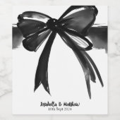 白黒の水モダン色ボー結婚シック ワインラベル (シングルラベル)
