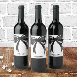 白黒の水モダン色ボー結婚シック ワインラベル