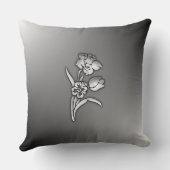 白黒の水仙 クッション (裏面)