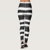 白黒の水平ストライプ絵を描ブラシ レギンス (裏面)