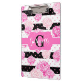 白黒の水平フローラモノグラム クリップボード (左)