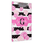 白黒の水平フローラモノグラム クリップボード (右)