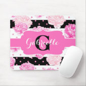 白黒の水平フローラモノグラム マウスパッド (マウス)