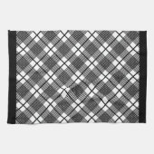 白黒の水平プレイドパターン キッチンタオル (横)