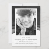 白黒の水彩の卒業写真 招待状 (正面)